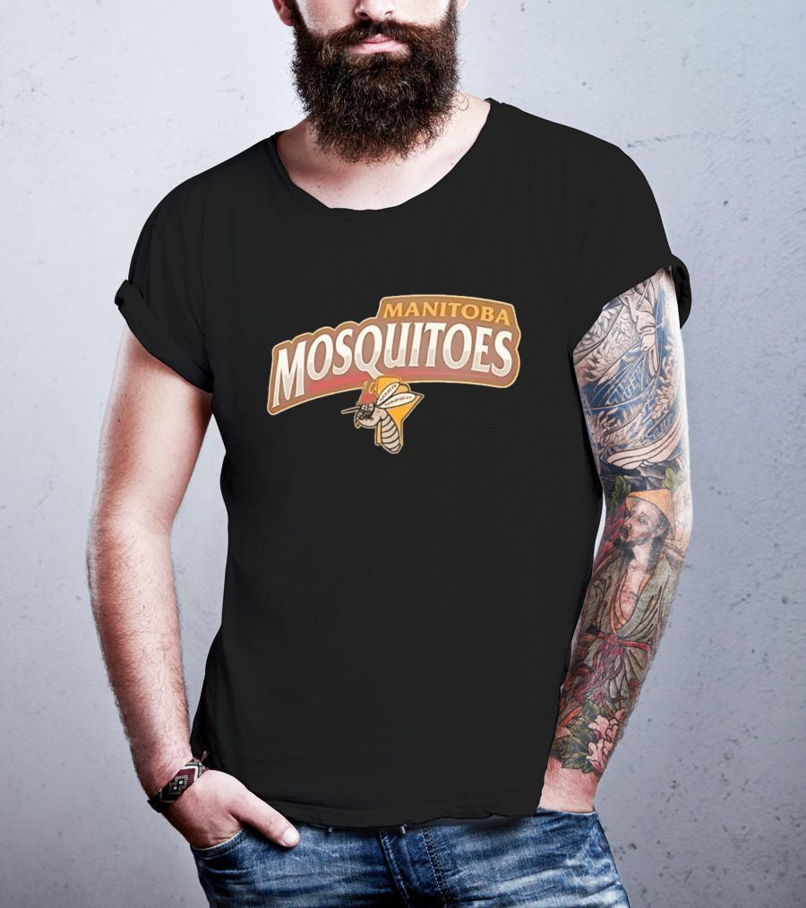 Manitoba Mosquitoes Cartoon Insect With Helmet T-Shirt