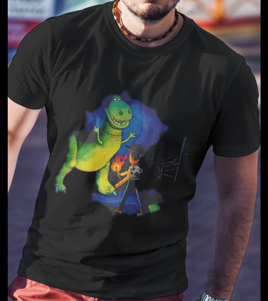 Rex And Woody Reenact Jurassic Park Scene Jurassic Toys Adventure T-Shirt