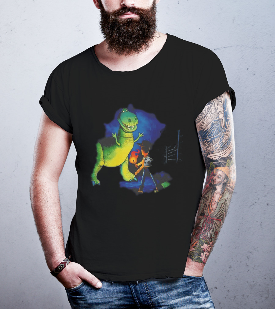 Rex And Woody Reenact Jurassic Park Scene Jurassic Toys Adventure T-Shirt