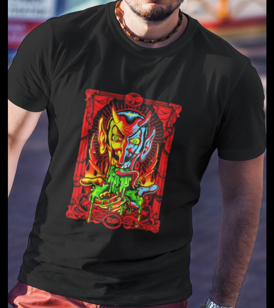 Satan's Puke Black Devil Evil Clown Neon Horror T-Shirt