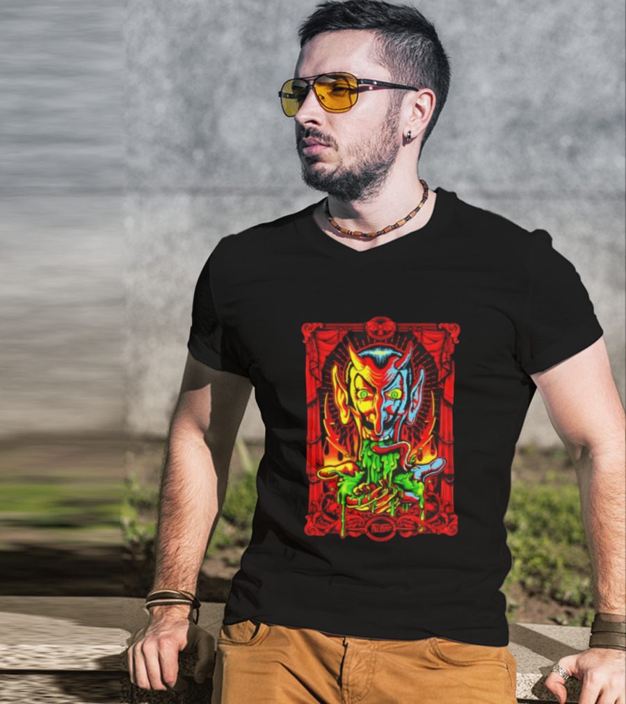 Satan's Puke Black Devil Evil Clown Neon Horror T-Shirt