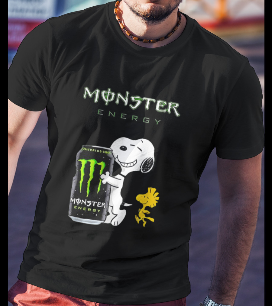 Snoopy And Woodstock Hugging Monster Energy Can Collaboration T-Shirt