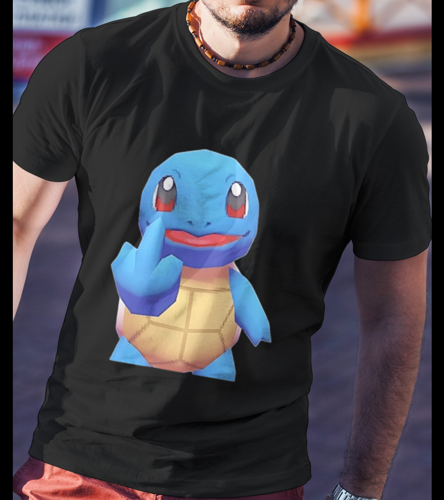 Squirtle Pokémon Gesture Middle Finger Playful Attitude T-Shirt