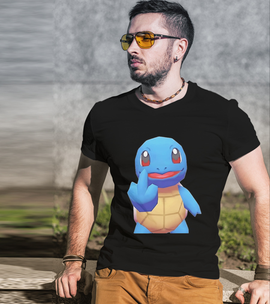Squirtle Pokémon Gesture Middle Finger Playful Attitude T-Shirt