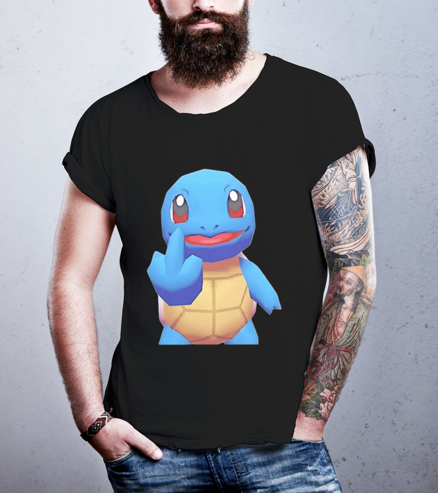 Squirtle Pokémon Gesture Middle Finger Playful Attitude T-Shirt