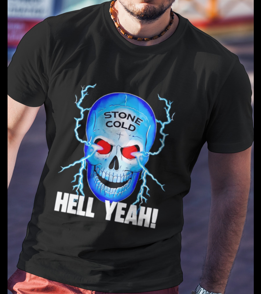 Stone Cold Steve Austin Skull Hell Yeah Electric Blue Lightning T-Shirt