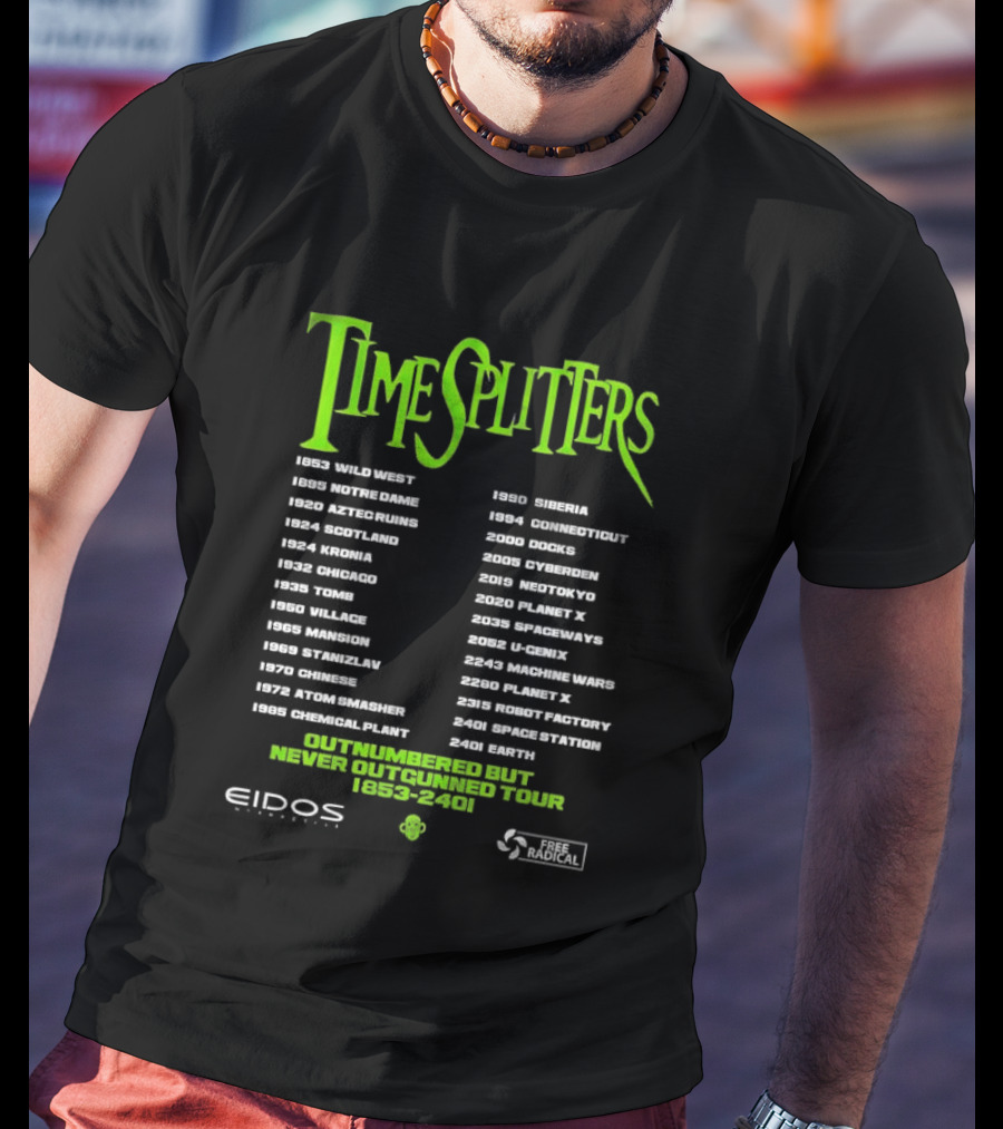 Timesplitters Outnumbered But Never Outgunned Tour 2005 2006 Eidos Free Radical T-Shirt