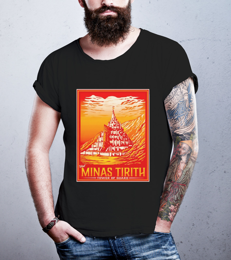 Visit Minas Tirith Tower Of Guard Fantasy Travel Middle Earth T-Shirt