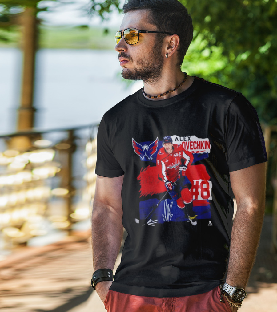 Washington Capitals Alex Ovechkin #8 Hockey Signature T-Shirt