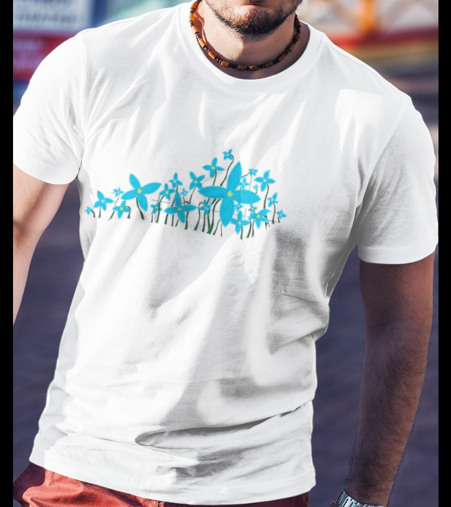 Blue Pea Flower Azure Bluet KY Shape Floral Arrangement T-Shirt