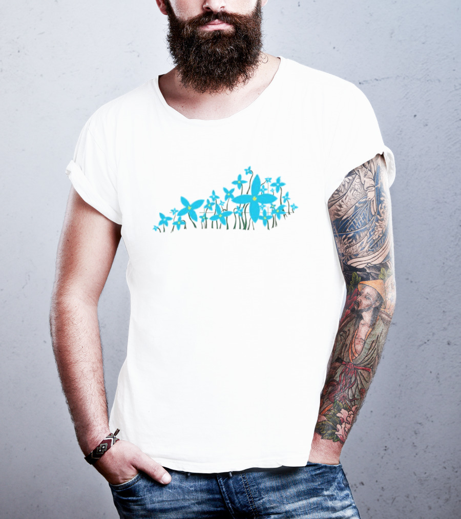 Blue Pea Flower Azure Bluet KY Shape Floral Arrangement T-Shirt