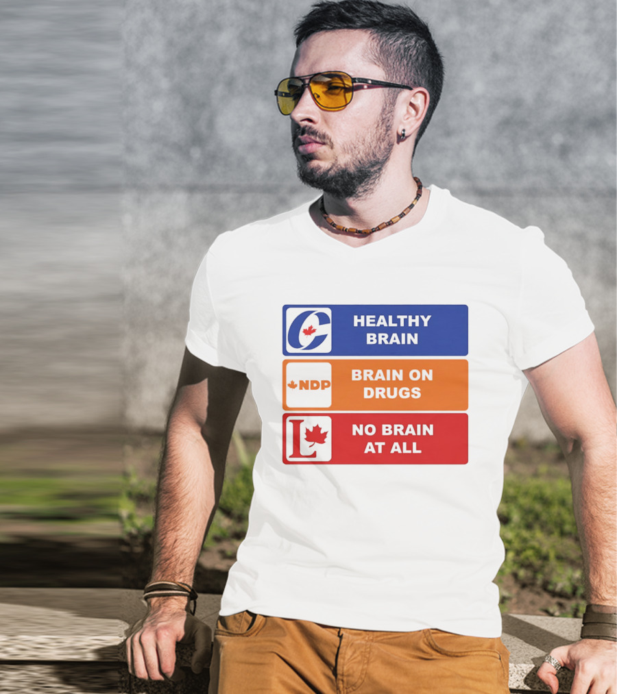 Healthy Brain Brain On Drugs No Brain At All Political Labels T-Shirt