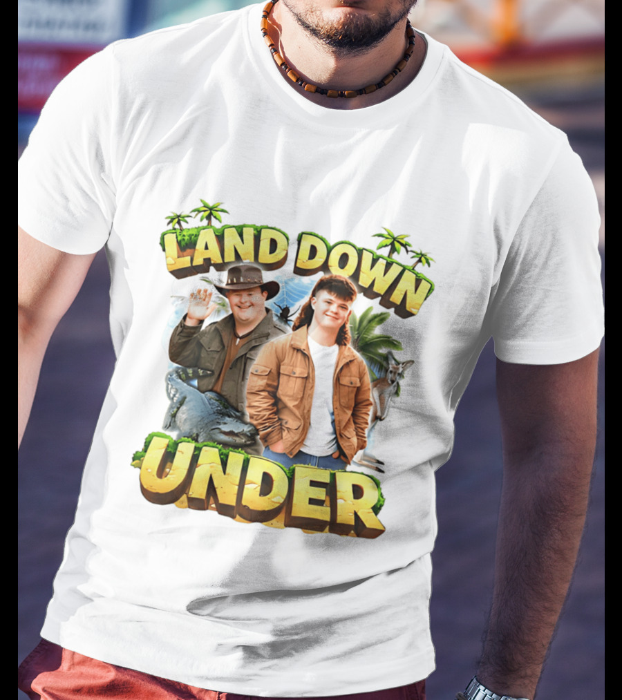 Land Down Under Crocodile And Kangaroo Theme Australia T-Shirt