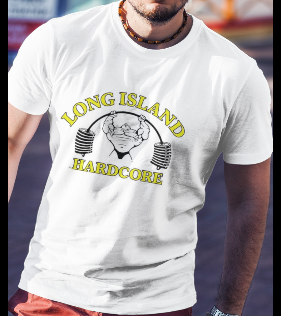 Long Island Hardcore Weightlifting Skull Motif T-Shirt
