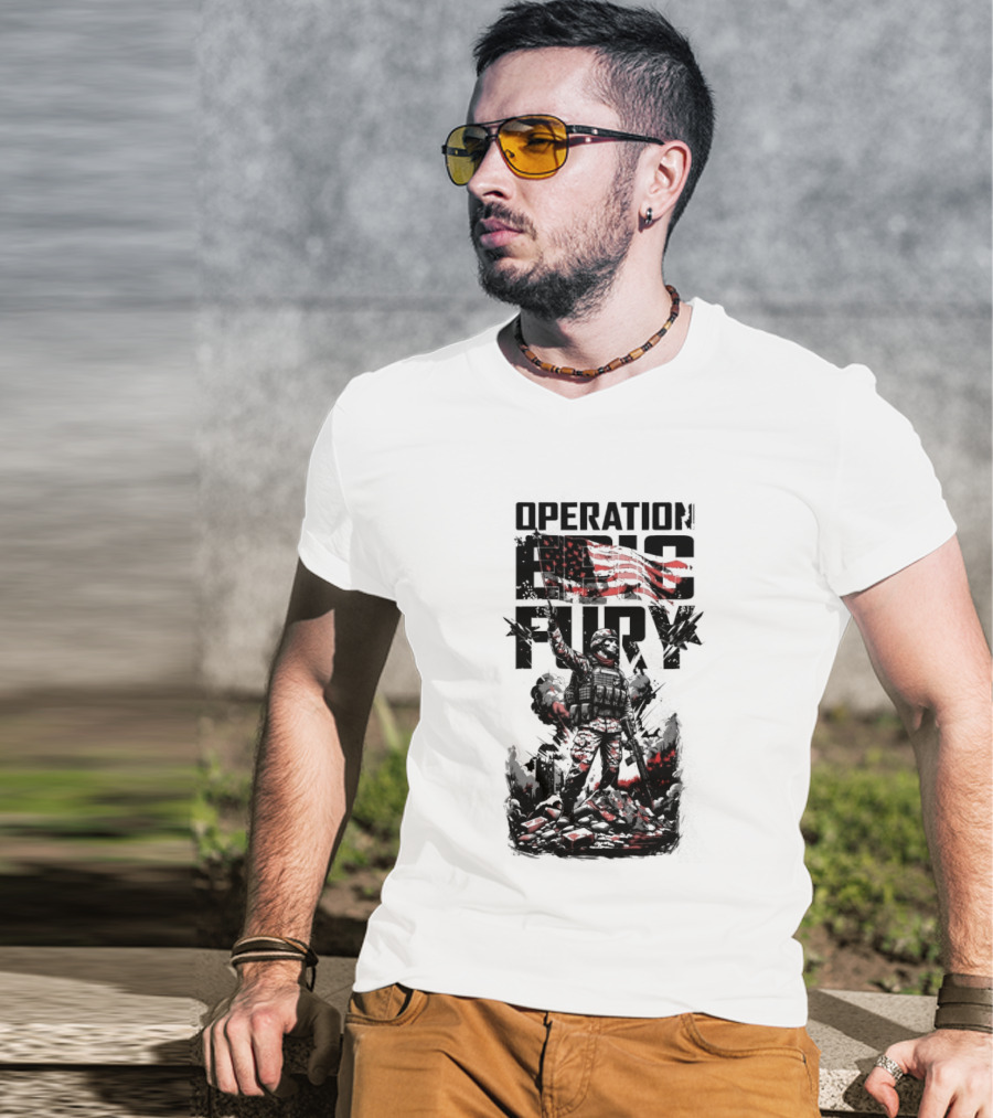 Operation Epic Fury American Flag Soldier 2.0 T-Shirt