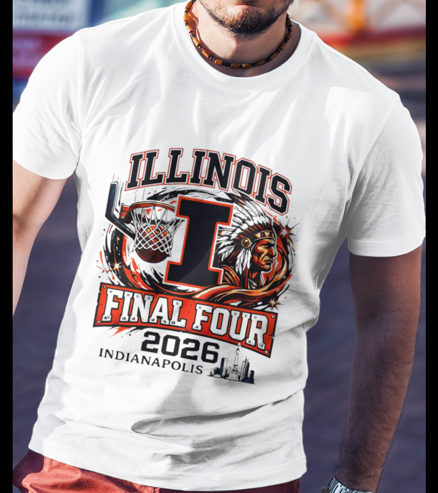 Illinois Basketball Final Four 2026 Indianapolis I Logo And Native American T-Shirt