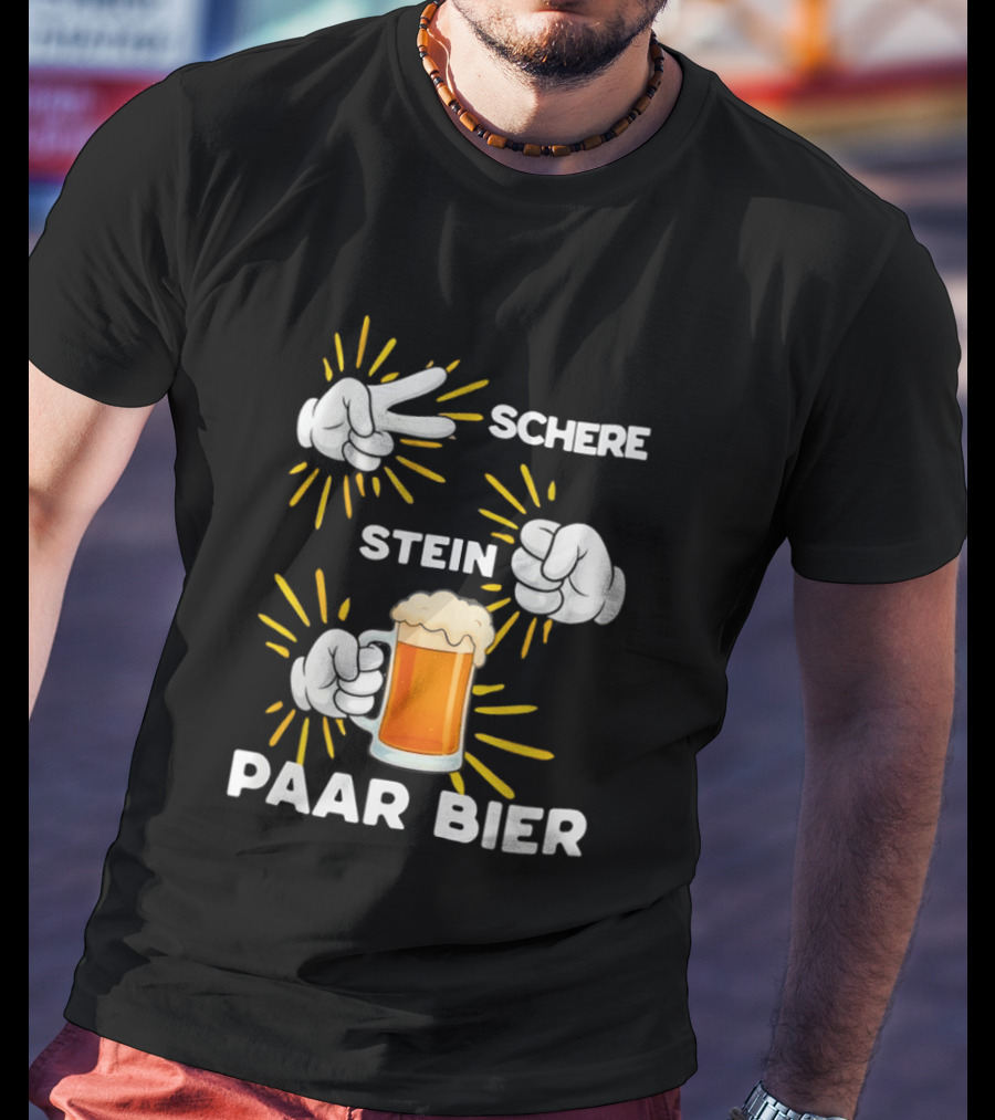 Bachelor Party Schere Stein Paar Bier Fun Celebration T-Shirt