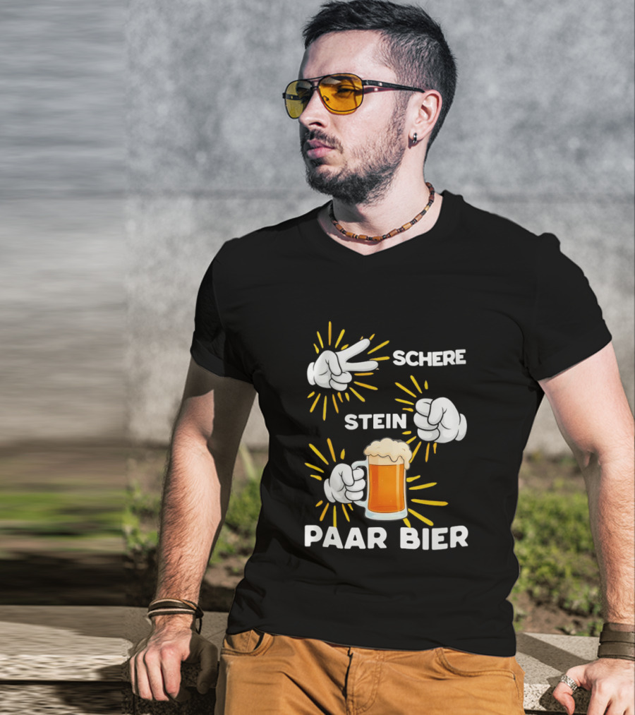 Bachelor Party Schere Stein Paar Bier Fun Celebration T-Shirt