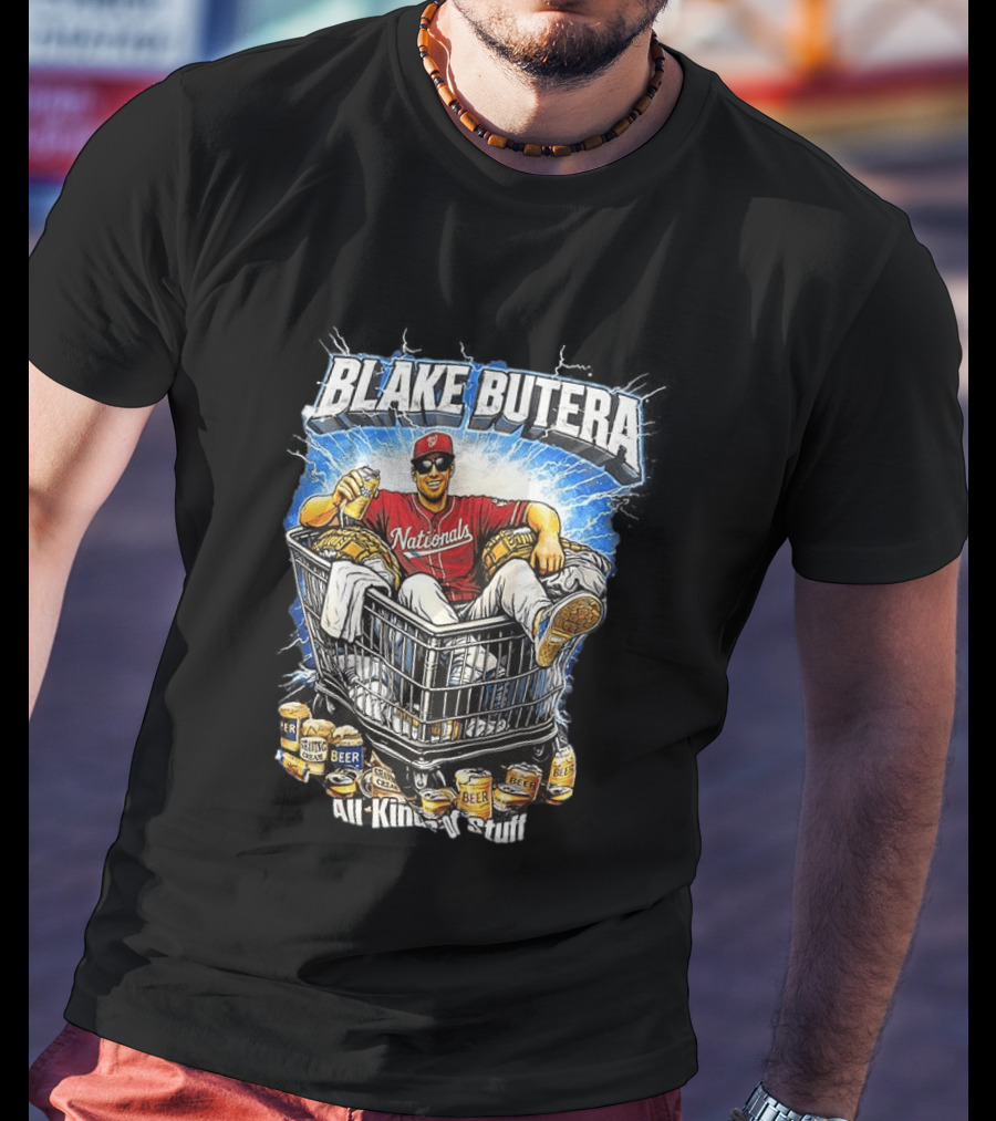 Blake Butera Nationals All Kinds Of Stuff Beer Cans Shopping Cart T-Shirt