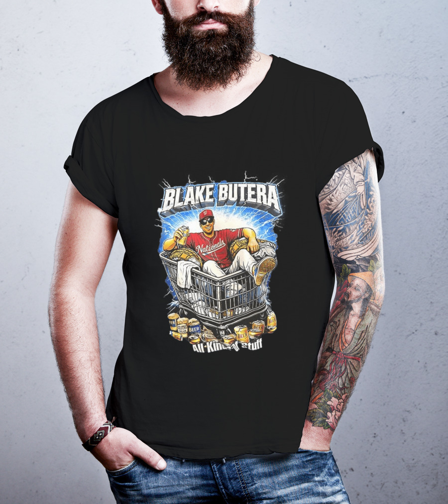 Blake Butera Nationals All Kinds Of Stuff Beer Cans Shopping Cart T-Shirt