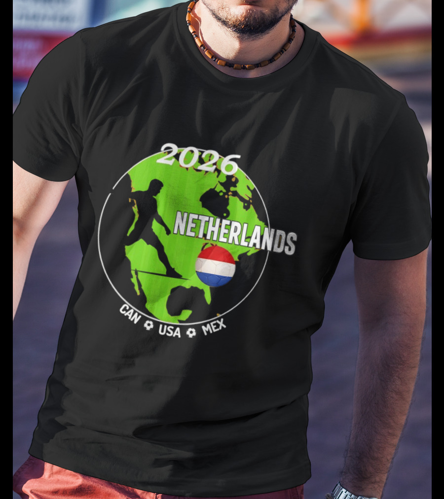 Netherlands Football 2026 CAN USA MEX World Cup Map Soccer Ball T-Shirt