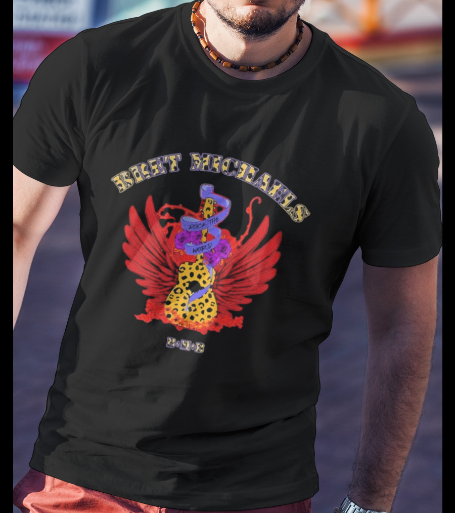 Bret Michaels Cheetah Guitar Rock Tour Winged T-Shirt