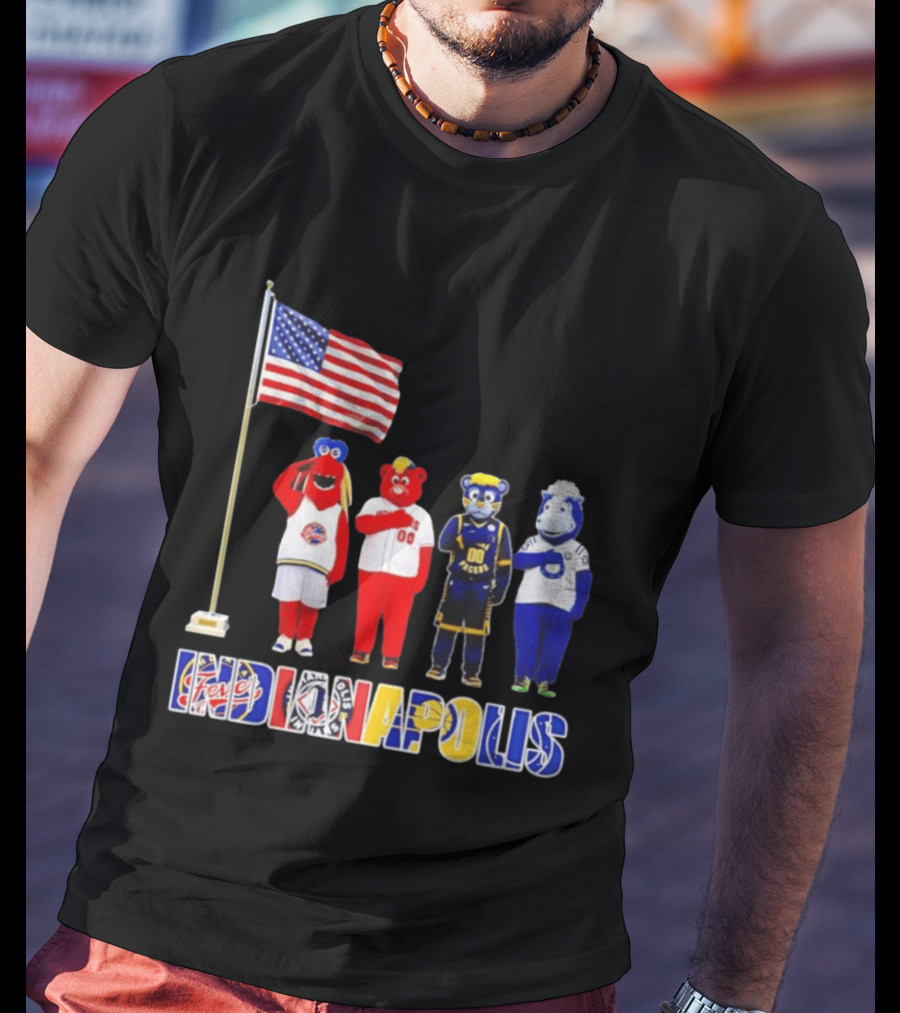 Indiana Fever Indianapolis Mascots Salute Flag With Pacers Colts T-Shirt