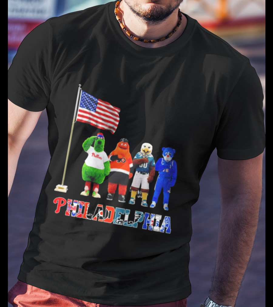 Philadelphia Mascots Saluting The American Flag T-Shirt