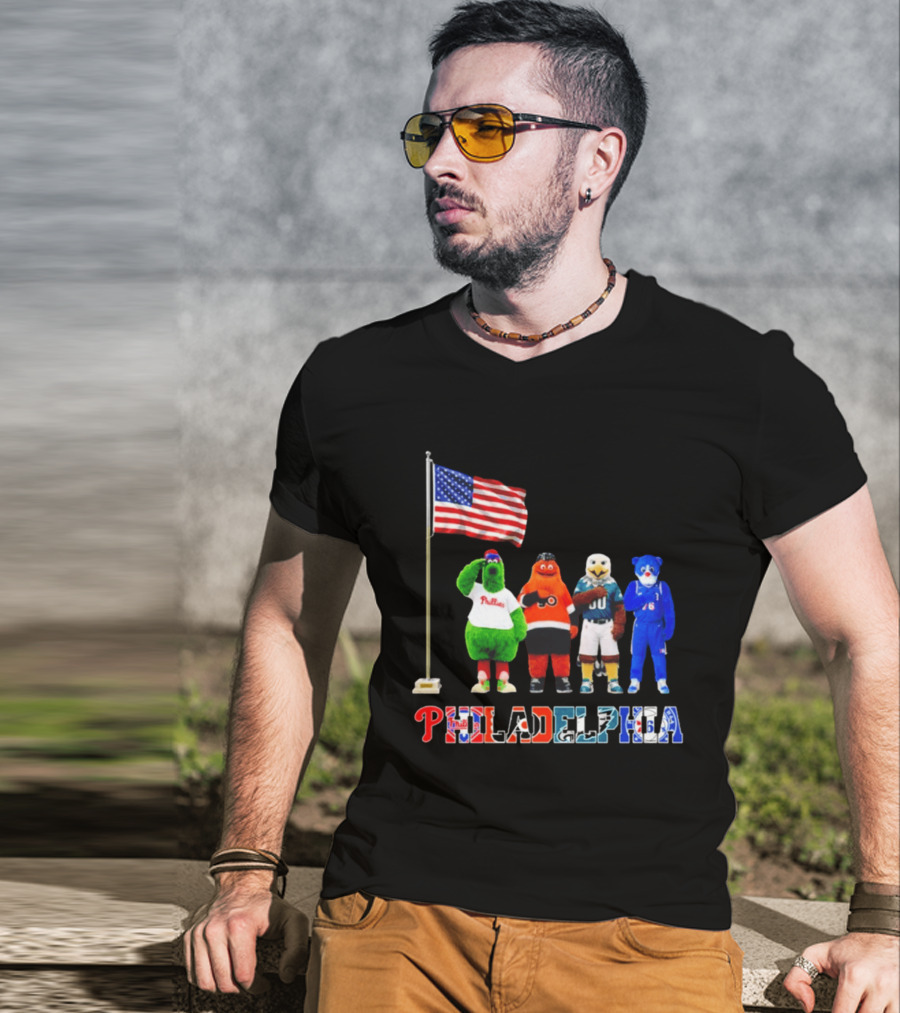 Philadelphia Mascots Saluting The American Flag T-Shirt