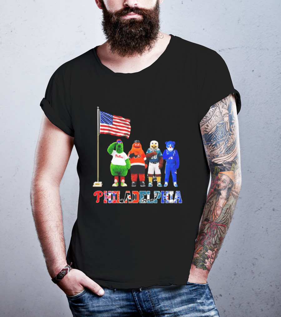 Philadelphia Mascots Saluting The American Flag T-Shirt