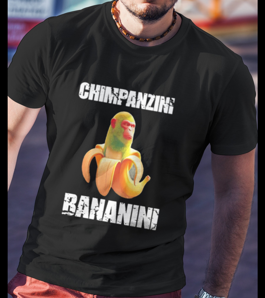 Chimpanzins Bananine Monkey Peeling A Banana T-Shirt