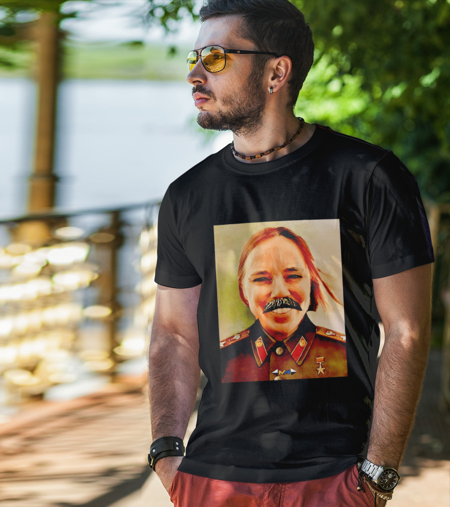 Comrade Bellows Military Portrait Caricature With Mustache T-Shirt