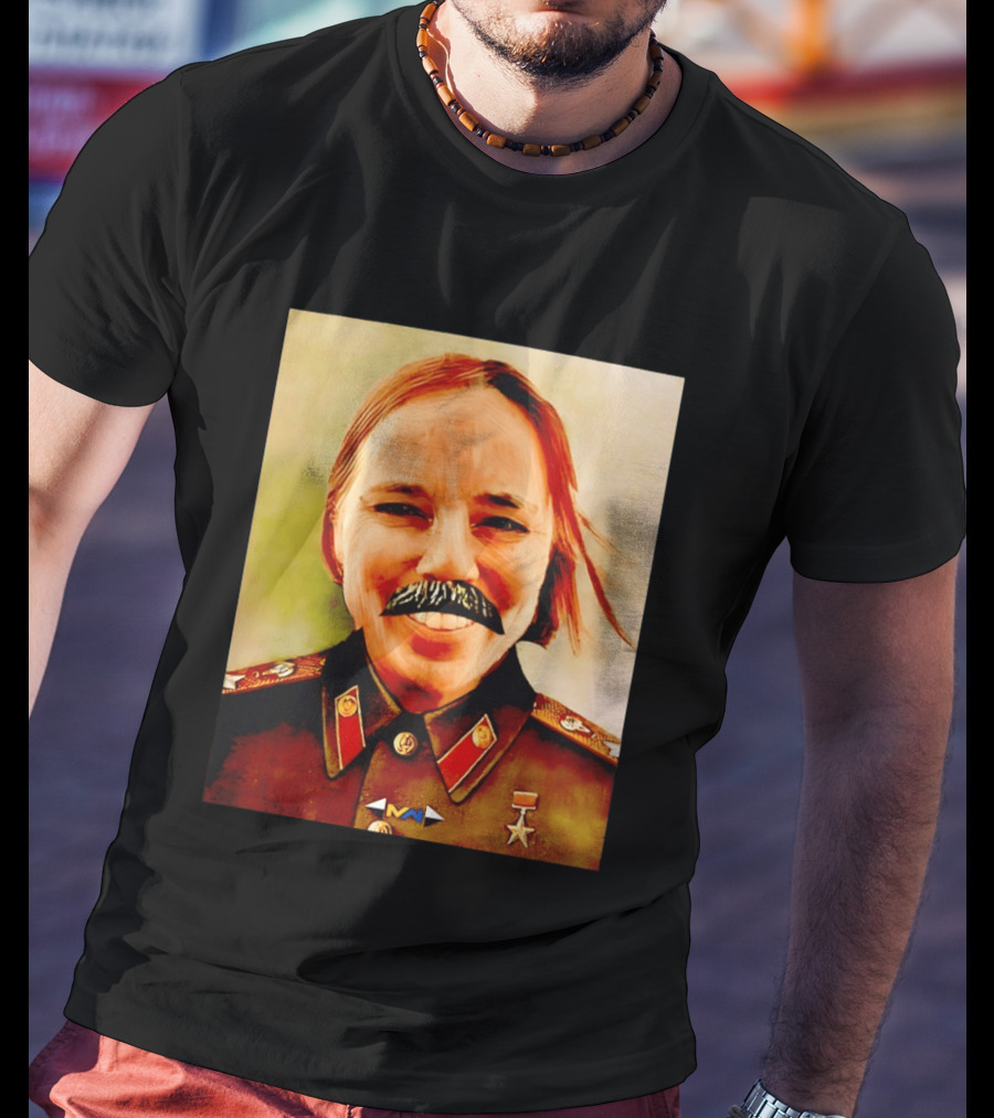 Comrade Bellows Military Portrait Caricature With Mustache T-Shirt