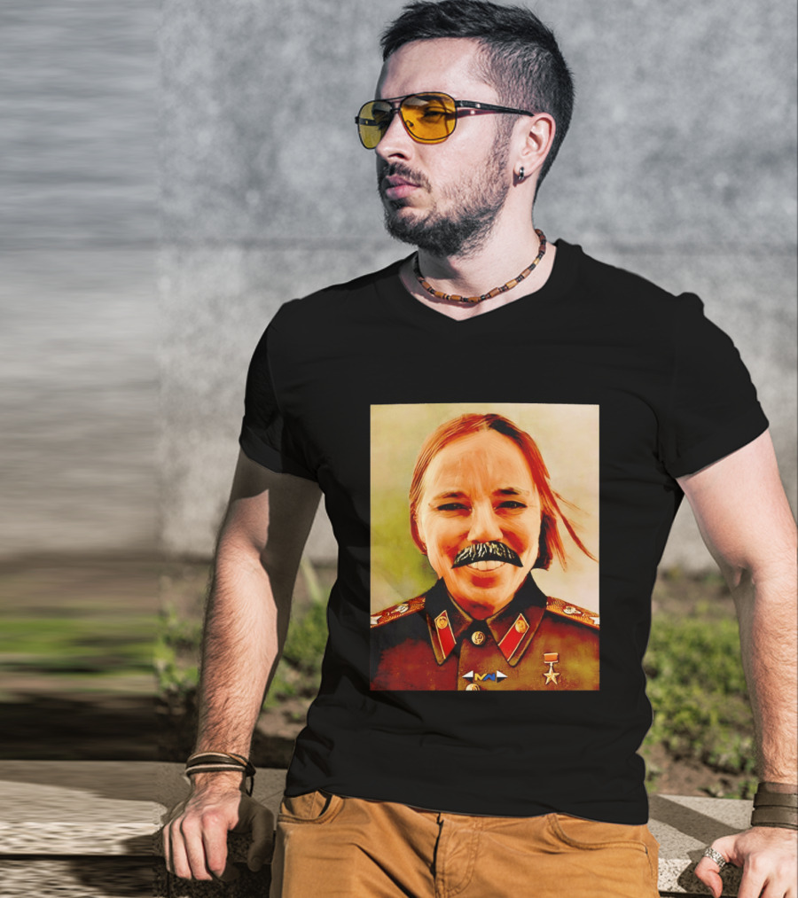 Comrade Bellows Military Portrait Caricature With Mustache T-Shirt