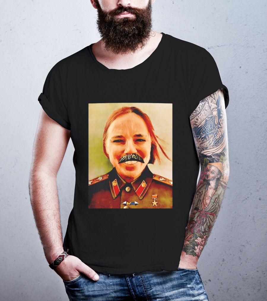 Comrade Bellows Military Portrait Caricature With Mustache T-Shirt