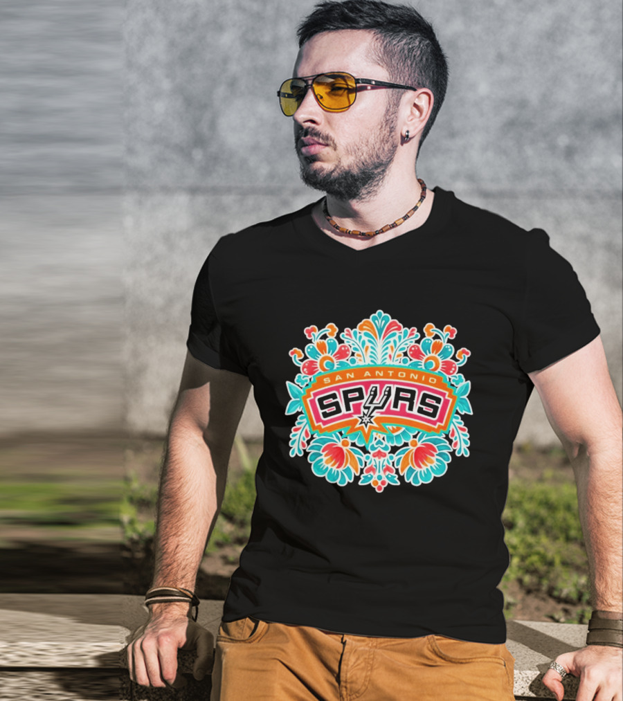 San Antonio Spurs Floral Fiesta Vintage Basketball T-Shirt