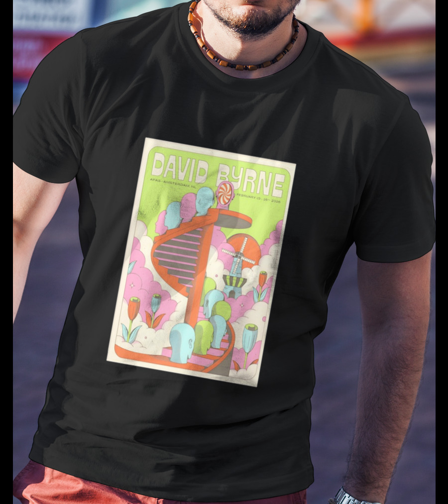 David Byrne Amsterdam Concert February 15 16 2026 Windmill T-Shirt