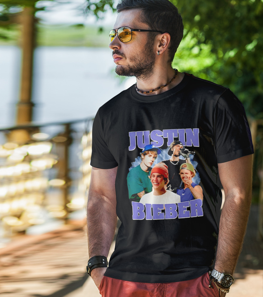 Justin Bieber Singing And Smiling With Various Iconic Looks T-Shirt