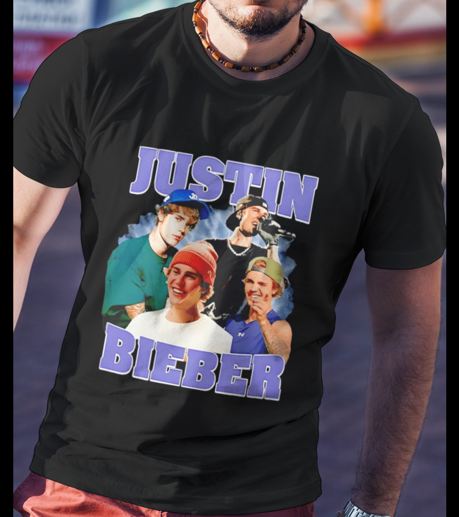Justin Bieber Singing And Smiling With Various Iconic Looks T-Shirt