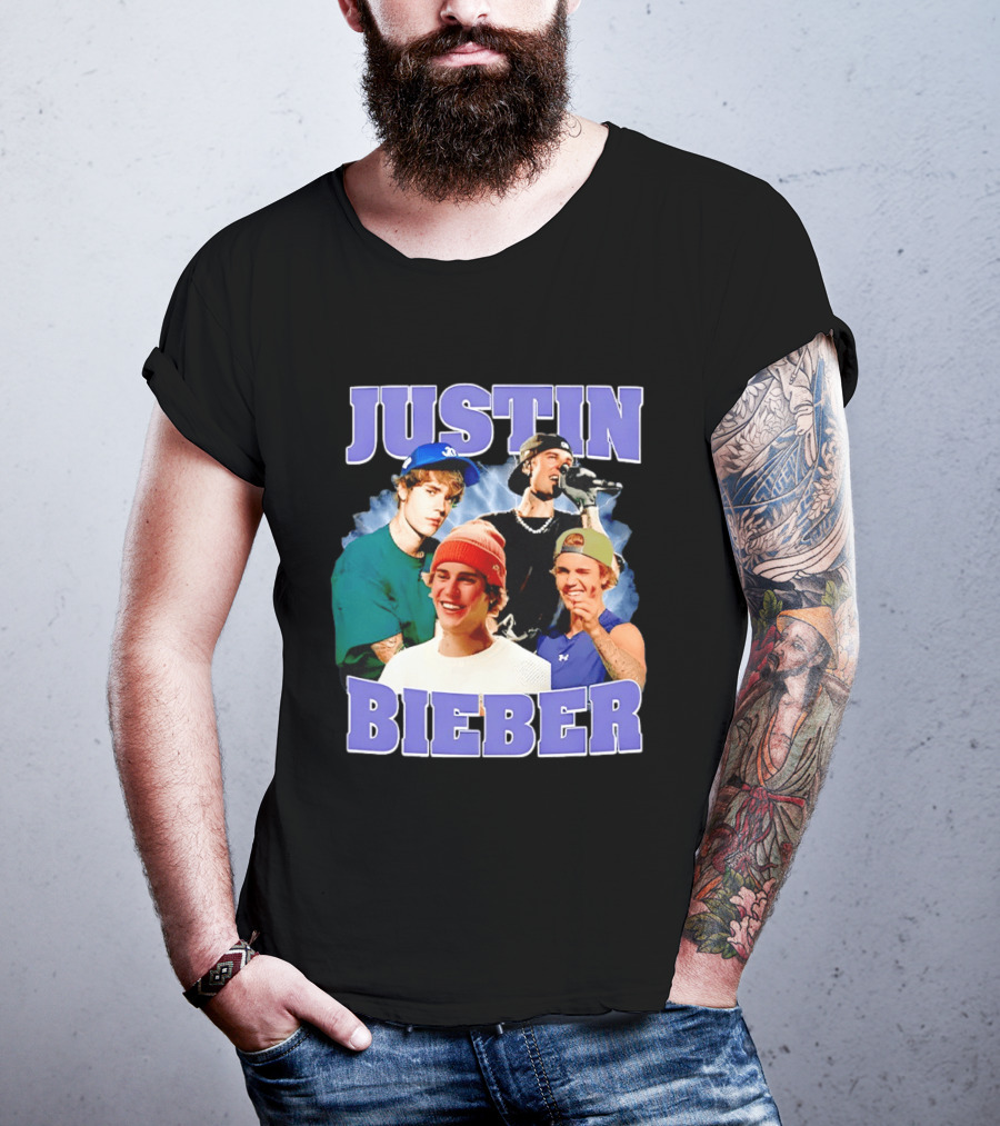 Justin Bieber Singing And Smiling With Various Iconic Looks T-Shirt