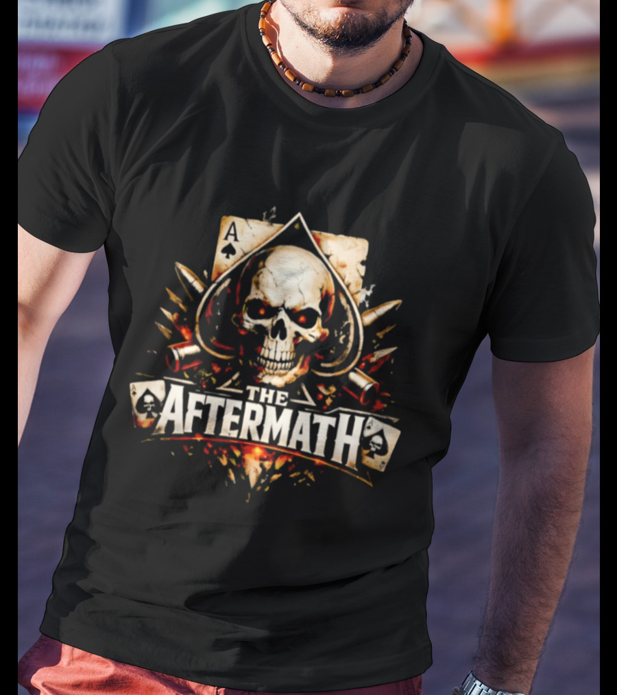 The Aftermath Skull Ace Of Spades Playing Card Bullet Explosion T-Shirt