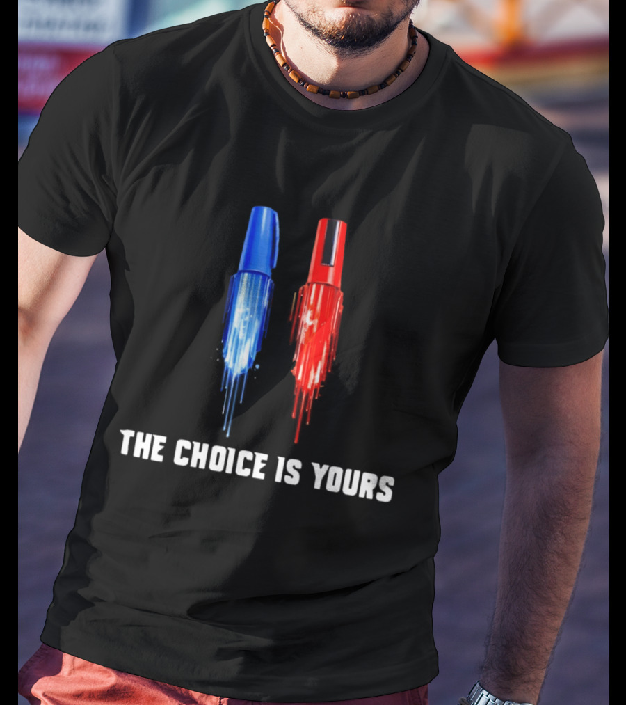 The Choice Is Yours Red And Blue Marker Art Duel T-Shirt