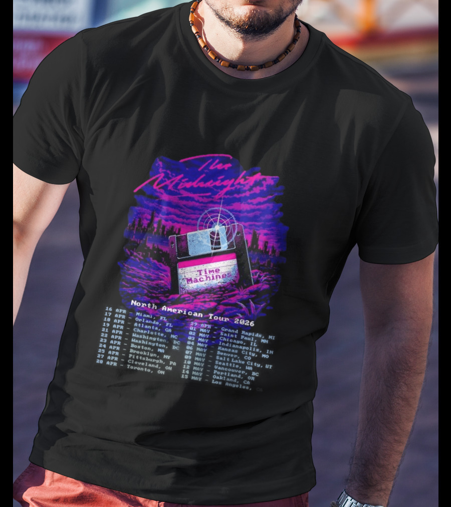 The Midnight Time Machines North American Tour 2026 Retro Floppy Disk T-Shirt