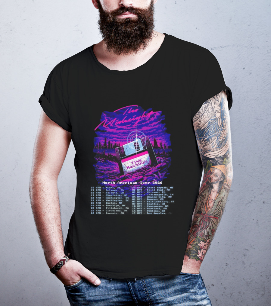 The Midnight Time Machines North American Tour 2026 Retro Floppy Disk T-Shirt