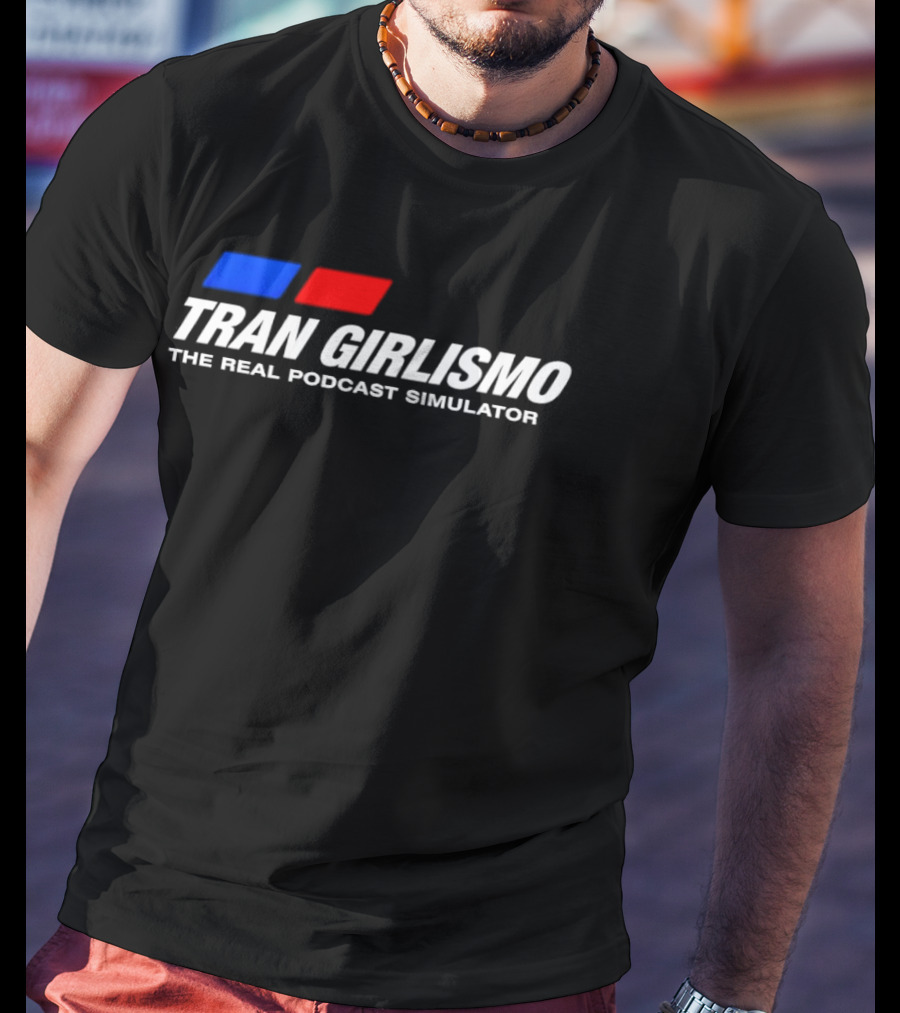 Tran Girlismo The Real Podcast Simulator Blue Red Blocks T-Shirt