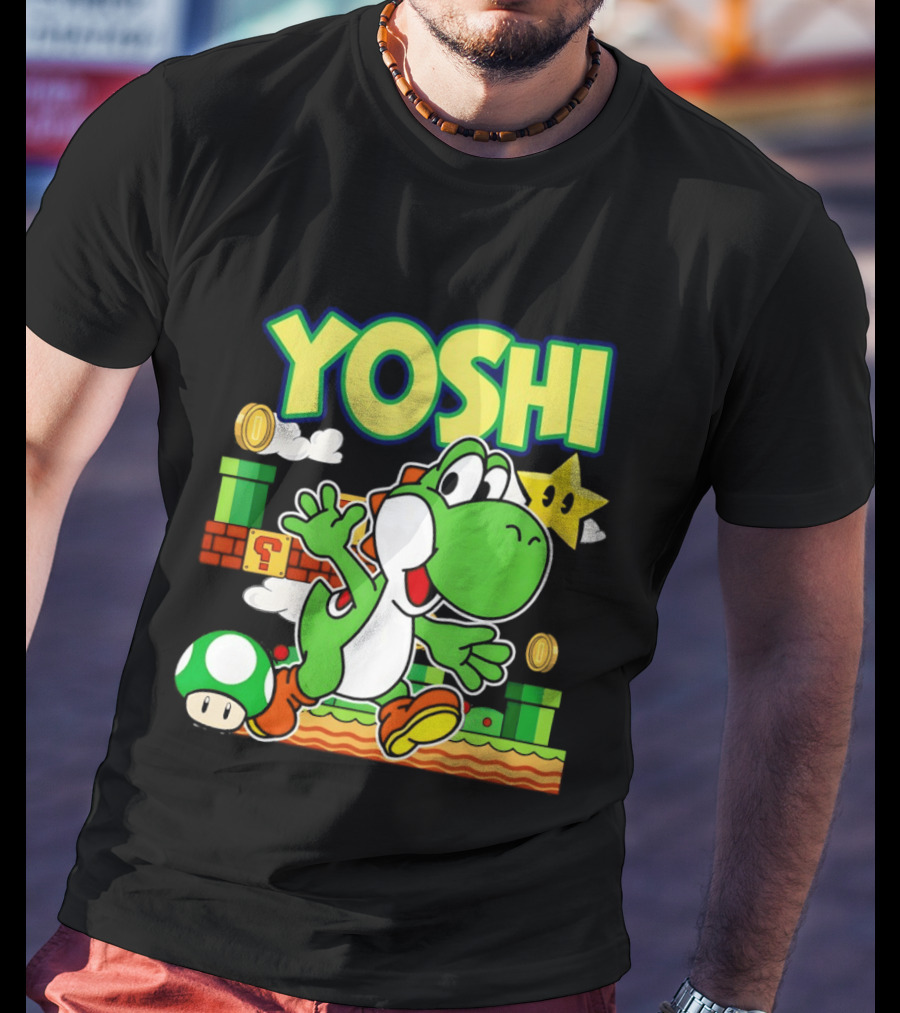 Yoshi Super Mario Bros Game Iconic Green Dinosaur Adventure T-Shirt