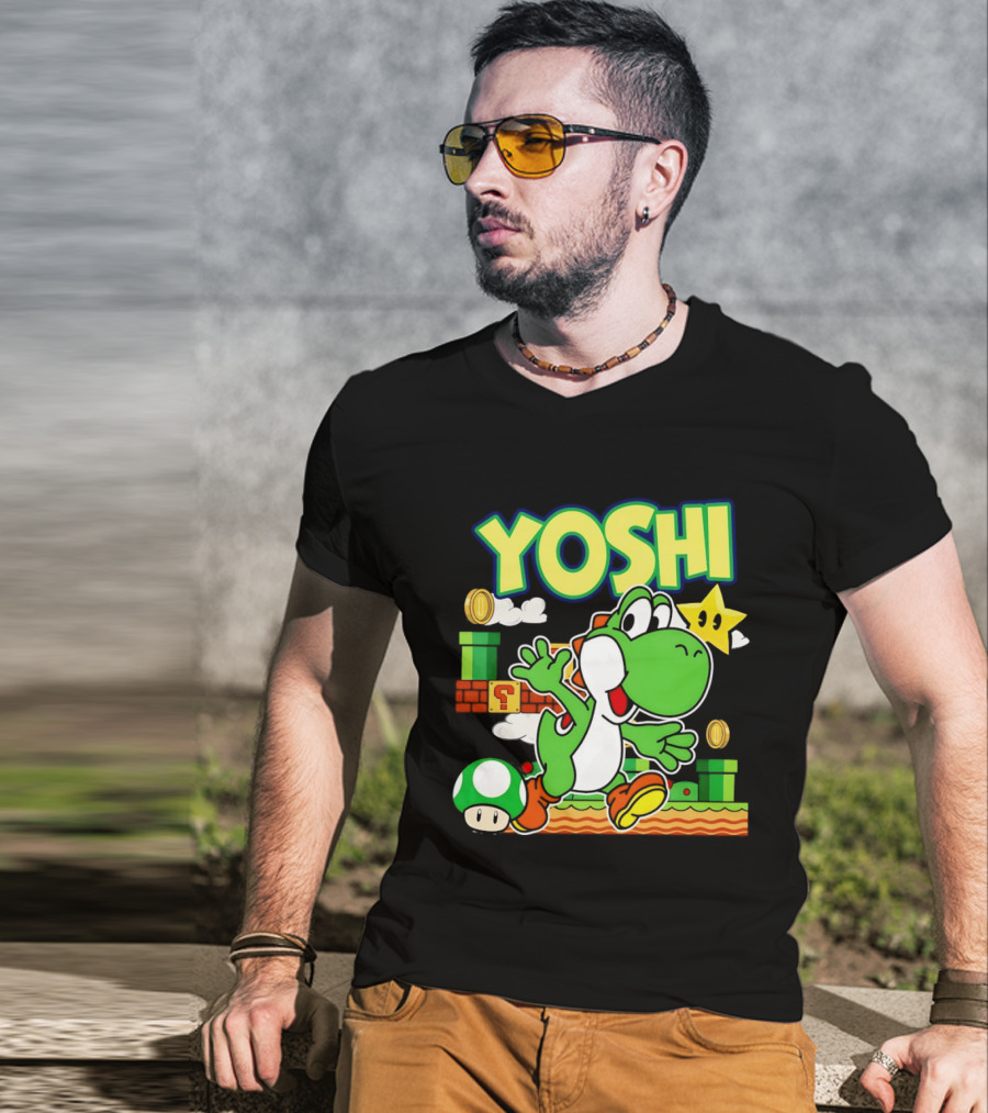 Yoshi Super Mario Bros Game Iconic Green Dinosaur Adventure T-Shirt