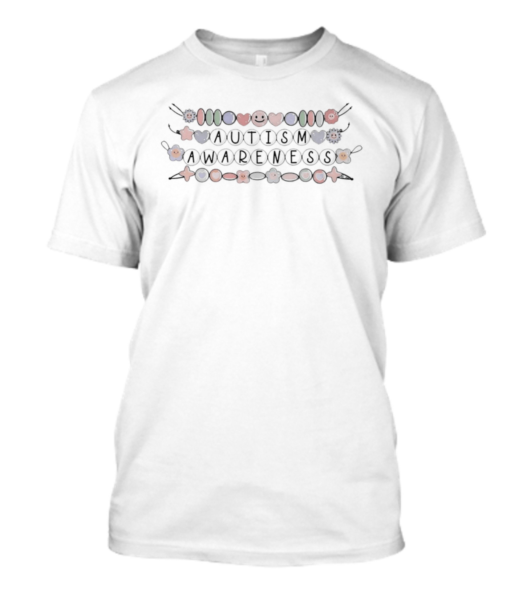 Autism Awareness Smiley Face Sunflower Charm Beads T-Shirt