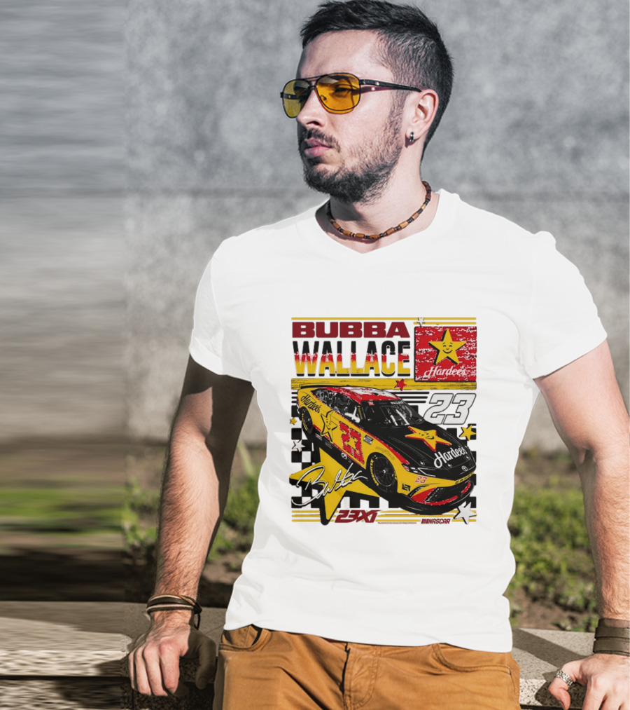 Bubba Wallace 23XI Racing Hardee's Car Number 23 Racing Team T-Shirt