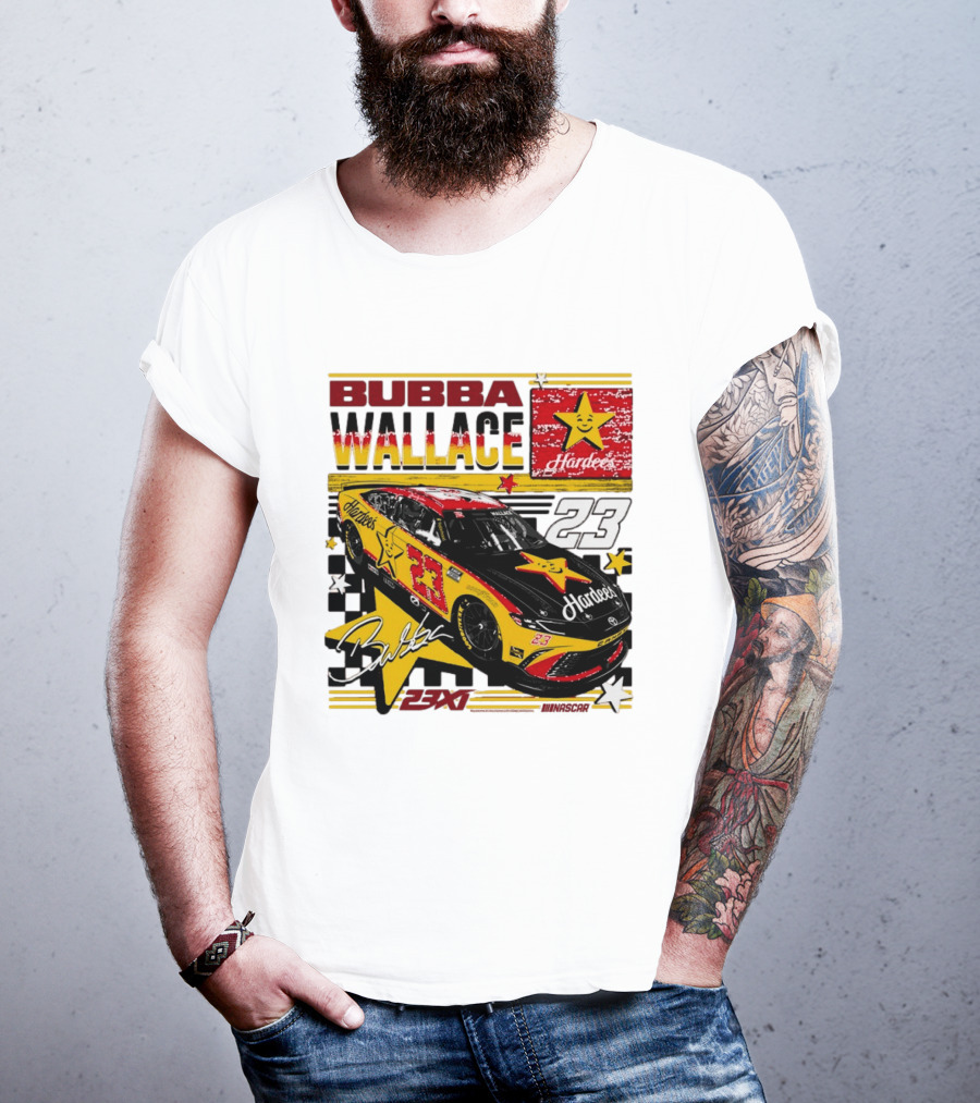 Bubba Wallace 23XI Racing Hardee's Car Number 23 Racing Team T-Shirt